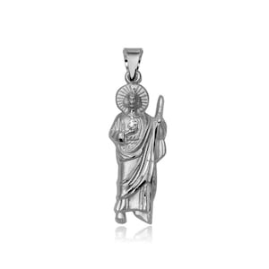 Silver Saint Jude Pendant Necklace - 925 Sterling Silver - St Jude Charm - Religious Jewelrry - Protection Necklace