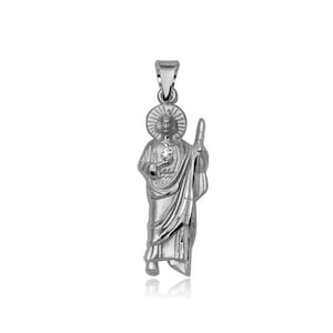 Silver Saint Jude Necklace - 925 Sterling Silver - Baptism Gift - Religious Jewelry - Patron Saint Jude Pendant