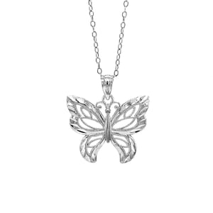 Silver Butterfly Necklace - 925 Sterling Silver- Silver Adjustable Necklace 16&quot;-18&quot; - Butterfly Necklace - Butterfly Pendant