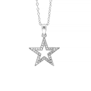 Silver Star Pendant Necklace - 925 Sterling Silver- Silver Adjustable Necklace 16&quot;-18&quot; - Greats For Gifts!