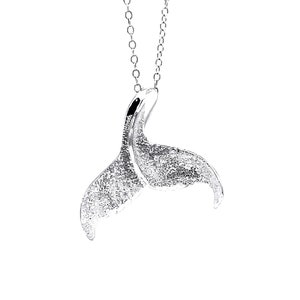 Silver Whale Tail Necklace - 925 Sterling Silver- Silver Adjustable Necklace 16&quot;-18&quot;- Greats Gifts for Men and Women
