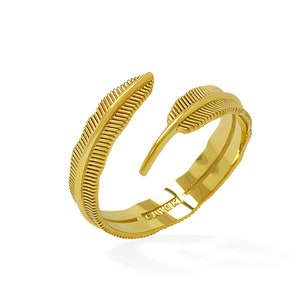 Gold Feather Ring - 10 Karat Solid Gold - Feather Ring - Gold Feather - Gold Ring