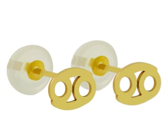 Cancer Zodiac Sign Stud Earring - 14K Solid Gold - Charm America Jewelry - Tragus Earlobe Piercing, Horoscope Earrings