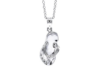 Silver Sandal Pendant - 925 Sterling Silver- Silver Adjustable Necklace 16"-18" - Silver Flip Flop Pendant Necklace -