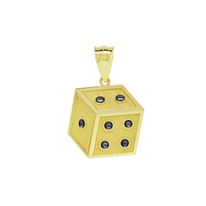 Gold Dice Charm Pendant - 10 Karat Gold - Dice Necklace - Optional Gold Chain