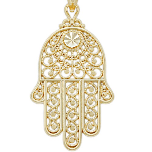 Gold Filigree Hamsa Hand Charm 2 Sizes Gold Hamsa Pendant Etsy