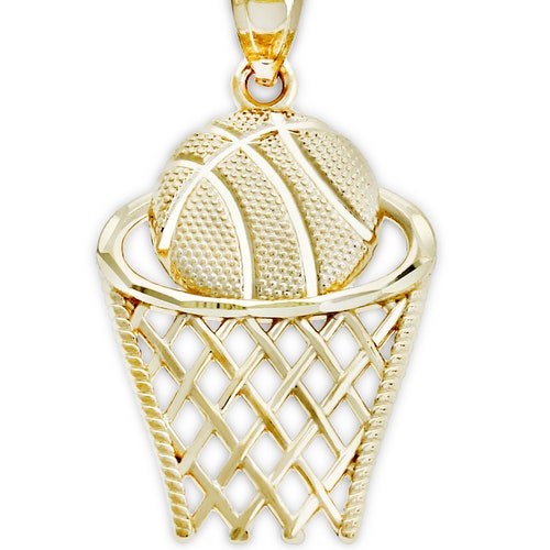 Basketball Hoop Pendant Necklace With 24 Rope Chain Etsy