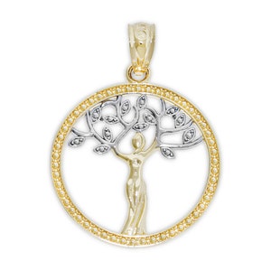Ciondolo in oro sacro albero della vita - oro massiccio 14 carati con catena a corda opzionale - collana albero della vita - gioielli albero d&#39;oro