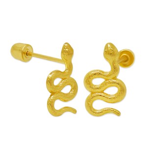 Gold Snake Earrings - 14 Karat Gold - Snake Earrings - Gold Snake Studs - Gold Earring