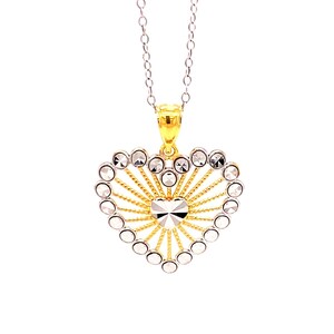 Heart Pendant Necklace-  Gold Plated on 925 Sterling Silver- Silver Adjustable Necklace 16&quot;-18&quot;