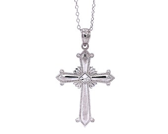 Silver Cross Necklace- 925 Sterling Silver- Silver Adjustable Necklace 16"-18"- Reiligous Cross Pendant Jewelry
