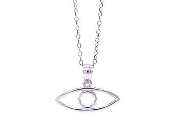 Collar de plata con ojo malvado - Plata de ley 925 - Collar ajustable de plata de 40-45 cm - Collar con dije de ojo malvado