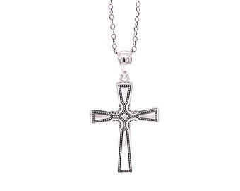 Collar con colgante de cruz de plata - Plata de ley 925 - Collar ajustable de plata de 40,6 a 45,7 cm
