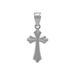 White Gold Children&#39;s Cross - 10 Karat Solid Gold - Mini Cross Pendant - Religious Cross Necklace- Baptism Gift - Christening Gift