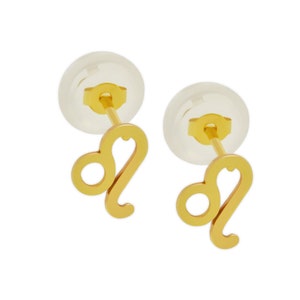 Leo Zodiac Stud Earring - 14K Solid Gold - Leo Star Sign  - Tragus Earlobe Piercing - Horoscope Earrings- Gold Earring