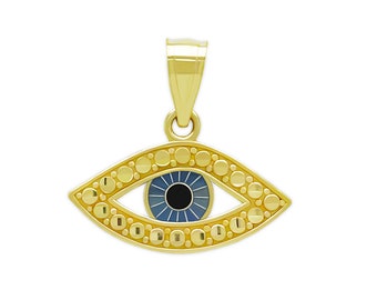 Gold Evil Eye Charm Pendant - Eye of Horus - 10 Karat Solid Gold with Optional Gold Rope Chain - Gold Pendant - Evil Eye Necklace