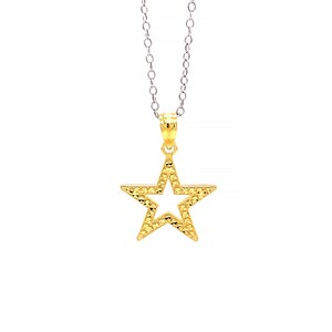 Gold Star Necklace - Gold Plated on 925 Sterling Silver - Silver Adjustable Necklace 16&quot;-18&quot; - Star Pendant
