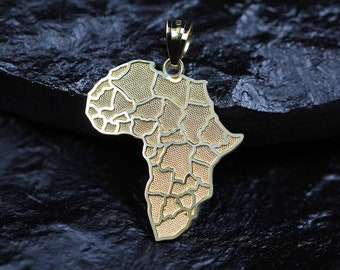 Gold Continent of Africa Charm - Africa Pendant - 10 Karat Solid Gold - Map of Africa Jewelry - Africa Necklace