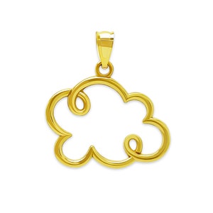 Gold Cloud Charm - 10 Karat Solid Gold - Cloud Pendant - Dainty Cloud Necklace - Cute Cloud Pendant - Optional Gold Chain