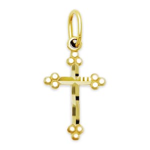 Gold Children's Diamond Cut Cross - 10 Karat Solid Gold - Optional Gold Chain - Gold Cross Necklace - Cross Pendant
