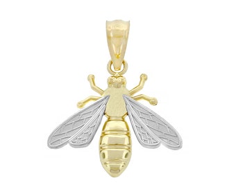 Gold Honey Bee Necklace - Bumble Bee Pendant  -  10 Karat Solid Gold - Optional Gold Chain - Animal Necklace - Insect Pendant
