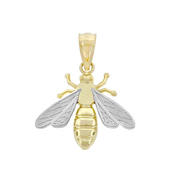 Gold Honey Bee Necklace - Bumble Bee Pendant  -  10 Karat Solid Gold - Optional Gold Chain - Animal Necklace - Insect Pendant