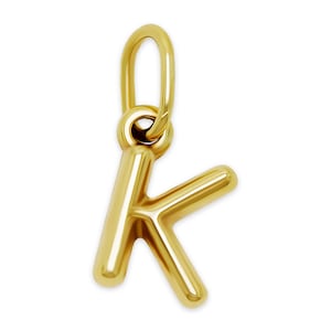 May include: Gold-toned letter K charm with a loop for attaching to a necklace or bracelet.