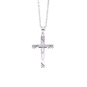 Silver Cross Pendant Necklace- 925 Sterling Silver- Silver Adjustable Necklace 16&quot;-18&quot; - Religious Cross Necklace