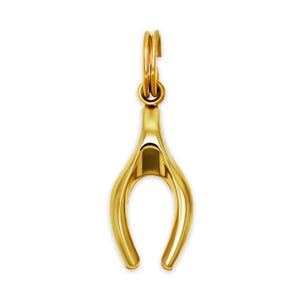 Gold Wishbone Charm - 10 Karat Solid Gold - Wishbone Pendant Jewelry - Optional Gold Chain - Good Luck Charm