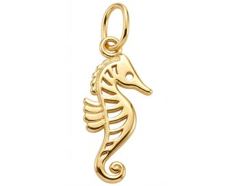 Gold Mini Seahorse Charm - 10 Karat Solid Gold - Optional Gold Chain - Dainty Seahorse Necklace - Animal Necklace