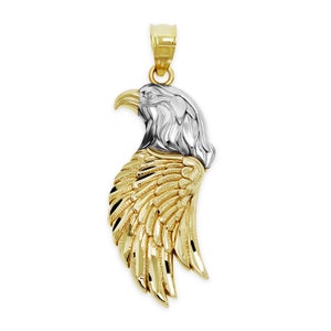 Gold Bald Eagle Charm Pendant - 10 Karat Gold - American Bald Eagle Jewelry - Father&#39;s Day Gift - Optional Gold Chain