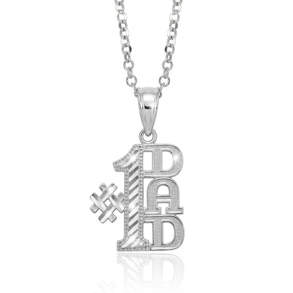 シルバー製 #1 パパ ペンダントネックレス - 925 スターリングシルバー 
