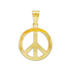 Gold Peace Sign Charm -Peace Sign Necklace -  Peace Sign Jewelry - 10 Karat Solid Gold - Gold Peace Pendant - Good Luck Pendant