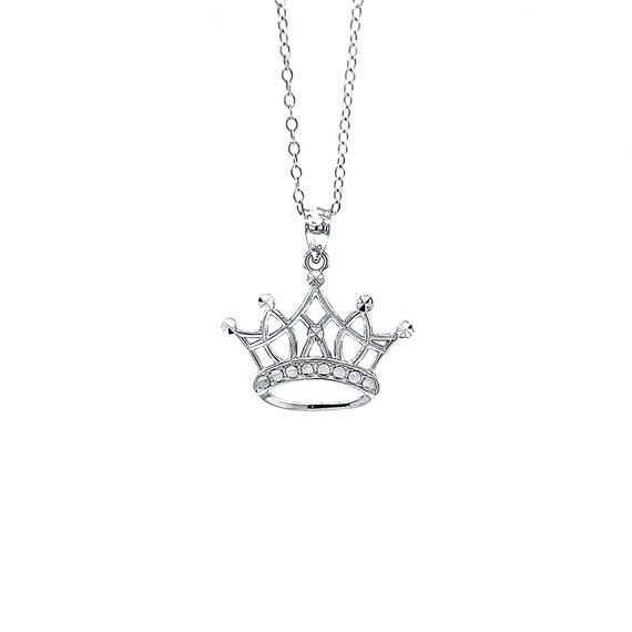 White gold crown necklace deals