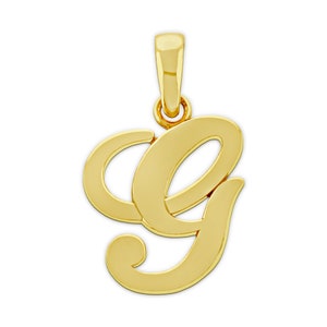 Gold Initial Letter &quot;G&quot; Charm - 14 Karat Solid Gold with Optional Gold Chains!