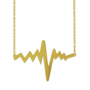 Silver Heart Beat Necklace 925 Sterling Silver Gold Plated Heart Necklace Gold Plated