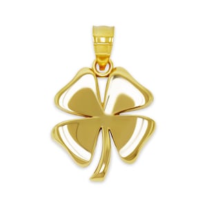 Gold Four Leaf Clover Pendant - 10 Karat Solid Gold -  Optional Gold Chain - Shamrock Pendant Necklace - Irish Shamrock Charm