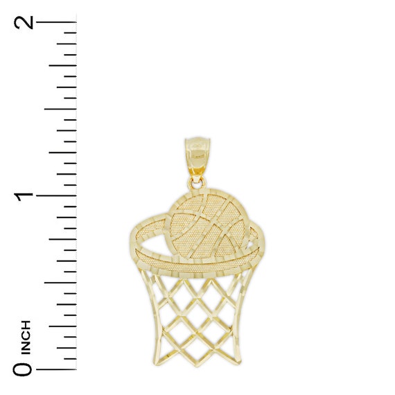 14 Karat Solid Gold Charm America Gold Small Basketball and Hoop Charm