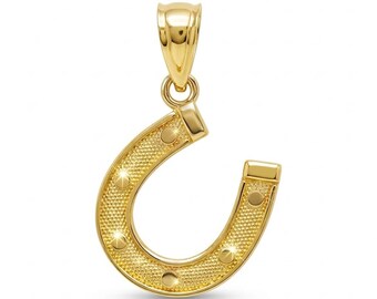 Gold Horse Shoe Charm - 10 Karat Solid Gold - Optional Gold Chain - Lucky Horseshoe Jewelry - Horseshoe Pendant - Gold Charm For Her