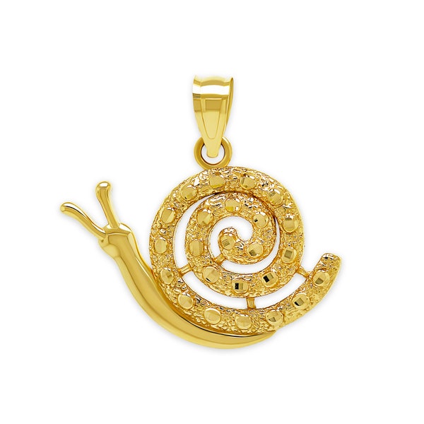 Gold Snail Pendant Necklace - 10 Karat Gold - Cute Snail Charm - Dainty Snail Charm - Optional Gold Chain