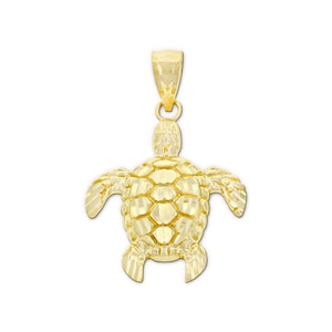 Gold Mini Turtle Pendant Necklace - 10 Karat Solid Yellow Gold with Optional Gold Chain! Great Gift for Animal Lovers!