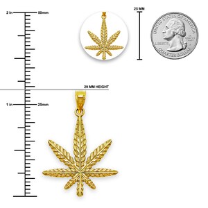 Gold Marijuana Leaf Charm - Cannabis Jewelry - Cannabis Necklace- 10 Karat Solid Gold - Optional Gold Chain - Cannabis Pendant image 2