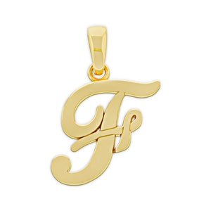 Gold Initial Letter &quot;F&quot; Charm - 14 Karat Solid Gold with Optional Gold Chains!
