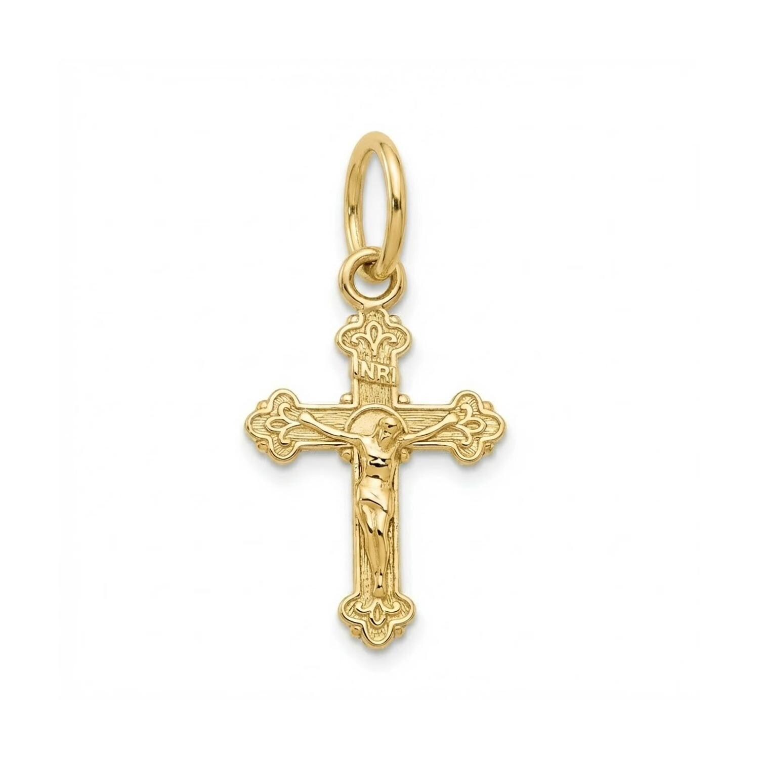 10k Real Solid Gold Jesus Crucifix Pendants Necklace, wit 1.7mm