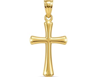 Gold Simple Everyday Cross - Cross Pendant - Religious Cross Pendant - 10 Karat Solid Gold - Yellow or White Gold - Optional Gold Chain