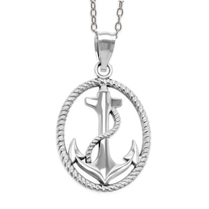 Silver Anchor Necklace - Nautical Necklace -  925 Sterling Silver- Silver Adjustable Necklace 16&quot;-18&quot; - Anchor Pendant - Anchor Necklace
