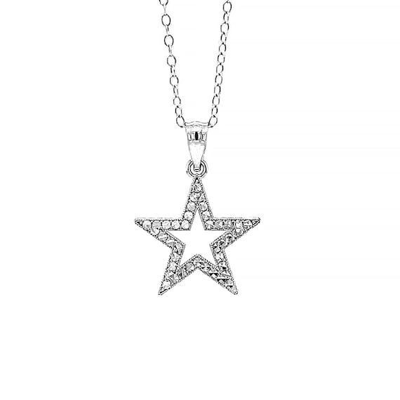 Silver Star Pendant Necklace - 925 Sterling Silver- Silver Silver Star Pendant Necklace - 925 Sterling Silver- Silver