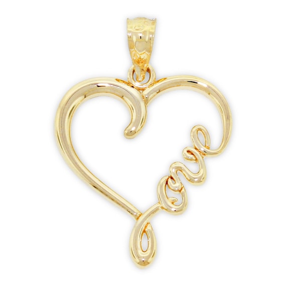 Paradise Jewelers Cursive C Initial Solid 14k Yellow Gold Letter Pendant