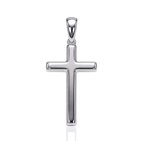 Silver Cross Charm Pendant - 925 Sterling Silver - Baptism Gift - Religious Cross Necklace - Father's Day Gift