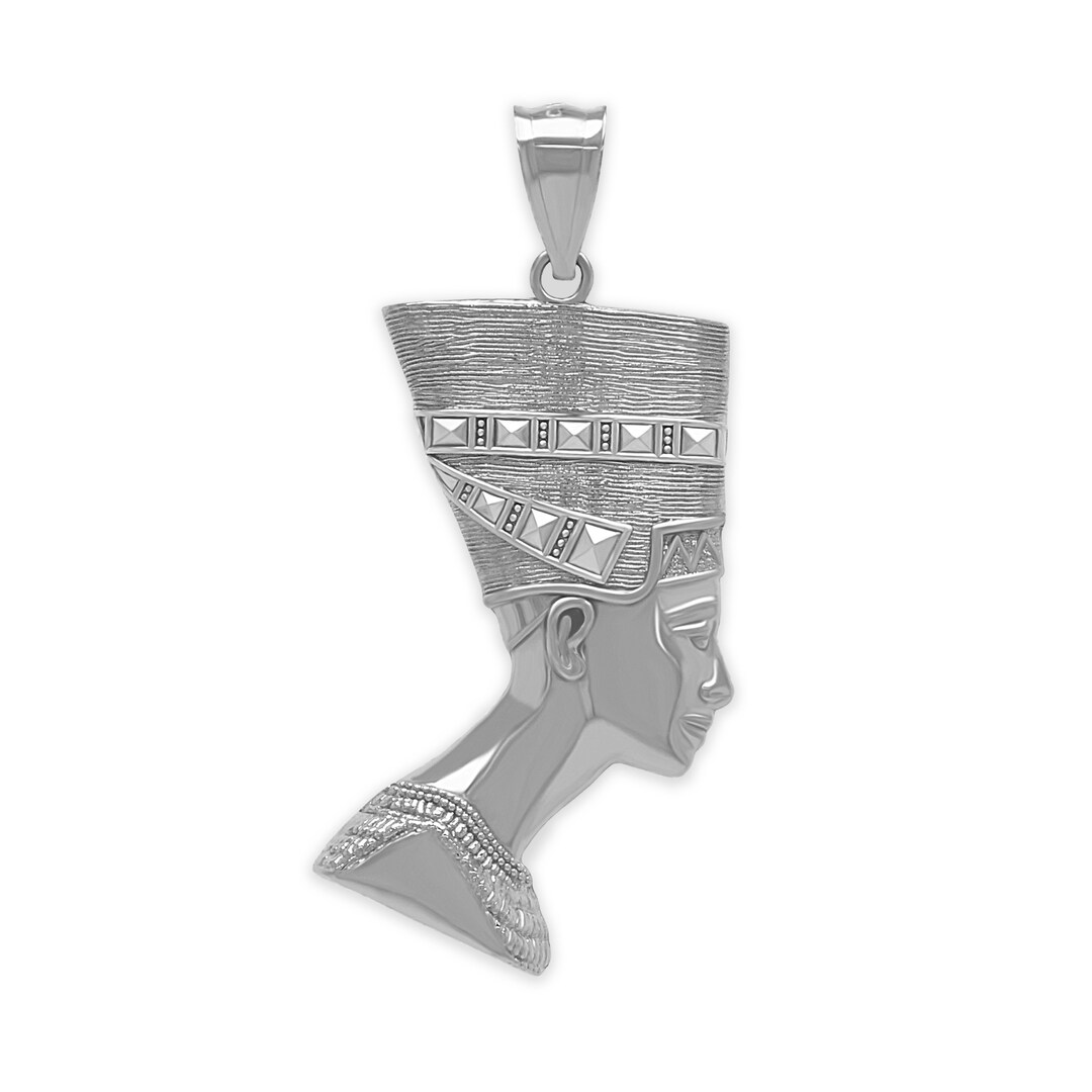 Médaillon Pendentif Nefertiti En Argent 925 - Bijou Ancien Occasion - Style égyptien Argenté